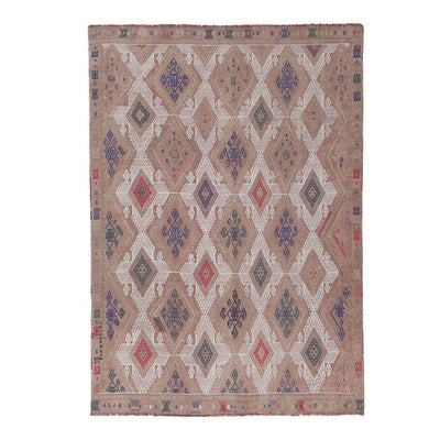 Vintage Taupe Turkish Jajim Kilim Rug 4'10'' X 6'8''