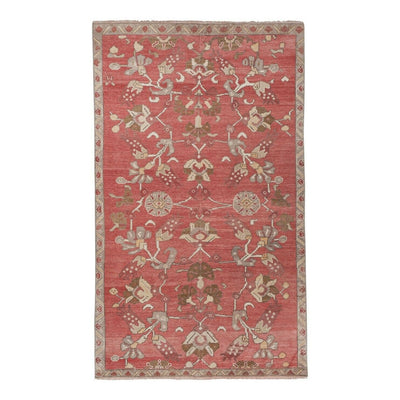 Early 20th Century Floral Handknotted Turkish Rug 4'7" X 7'7"