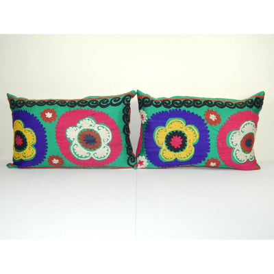 Vintage Cotton Hand Embroidered Suzani Textile Pillow Cover 16" x 24"