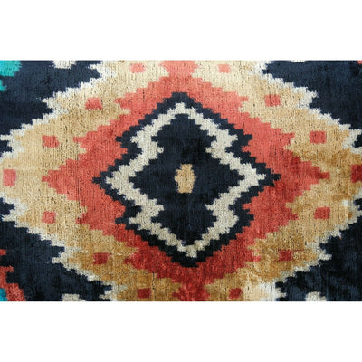 Blue Silk Ikat Velvet Pillow Cover, Soft Lumbar Uzbek Pillowcase - A Pair