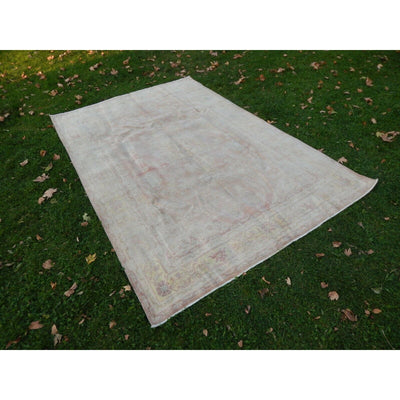 1950s Vintage Konya Karapinar Abstract Design Wool Handwoven Rug 6'9'' x 10'