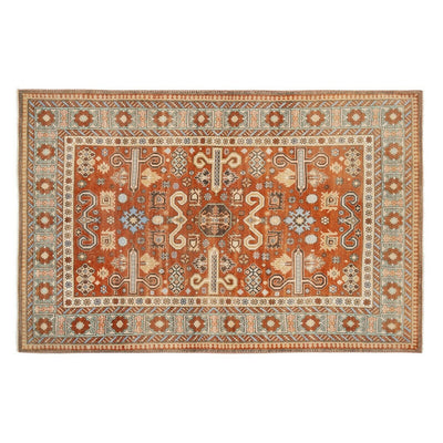 Caucasian Prepedil Pattern Carpet, Decorative Soft Colors Wool Rug 4'3" X 6'5"