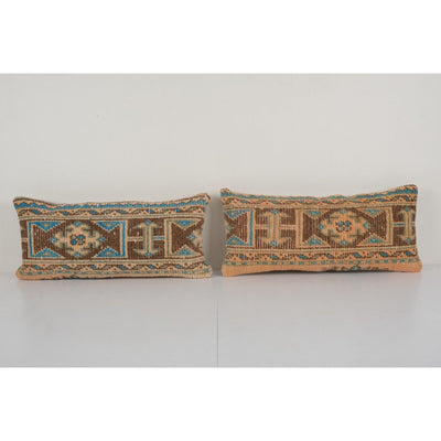 Set Anatolian Lumbar Rug Pillow, Ethnic Pillow Cover, Ethnic Vintage Handmade