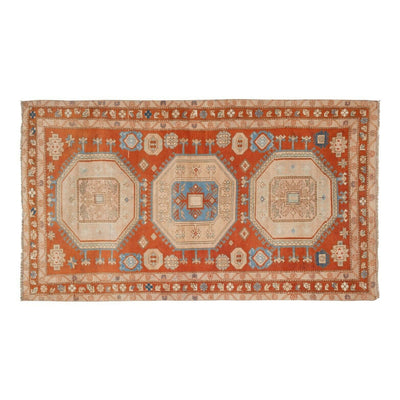 Vintage Caucasian Rug - Soft Pink and Blue Colors Wool Rug 4'1" X 7'2"