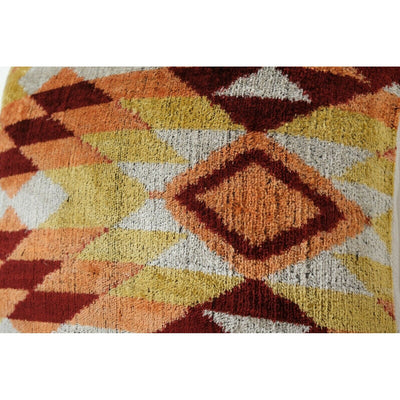 Silk Ikat Velvet Pillow - Silk Orange Ethnic Velvet Kilim Pillow Design Cover
