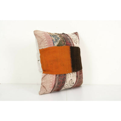 Unique Wool Patchwork Kilim Pillow, Tribal Couch Pillow