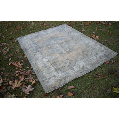 1990s Turkish Faded Floral Turkish Karapinar Rug, Designer Carpet 4'11'' x 6'7''