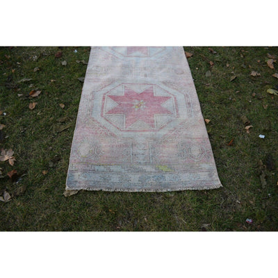 Vintage Faded Turkish Oushak Rug Runner 2'10'' X 12'8''