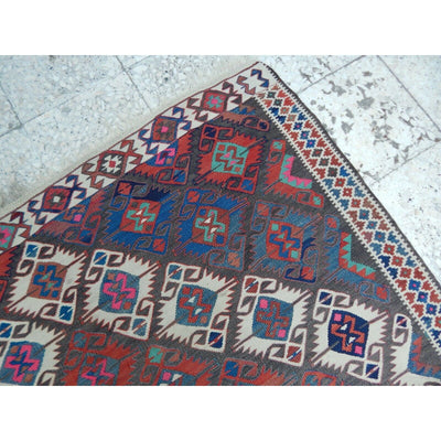 4.9x12.9 Ft Foyer Kilim Rug, Vintage Handmade Office Saloon Livingroom Kelim Rug