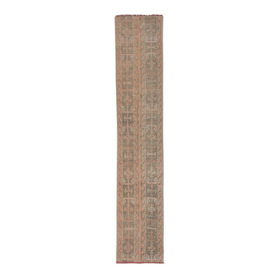 Mid-Century Tan Modern Anatolia Faded Colors Low Pile Rug, Narrow Kitchen Carpet