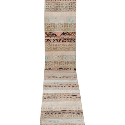 Distressed Extra Long Hallway Oushak Runner Rug - Long Stair Carpet 2'7" X 33'8"