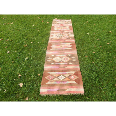 Vintage Geometrical Turkish Kurdish Urfa Kilim Runner 2'7'' x 9'9''