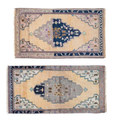 Front of Kitchen Sink Rug Hand Made Faded Mini Rug - a Pair 1'8" X 3'3"