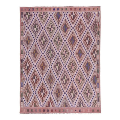 Classic Handwoven Pastel Color Diamond Pattern Turkish Kilim Rug 5'7" X 7'1"
