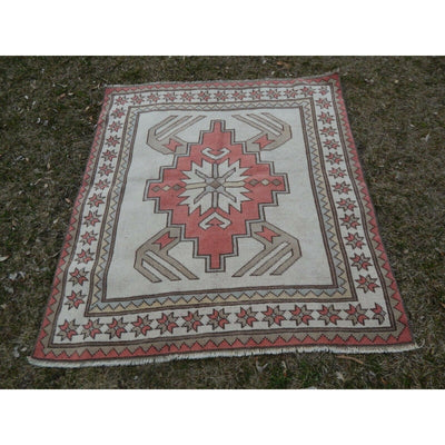 1970s Square Vintage Flat Weave Turkish Rug - 3'10'' x 4'