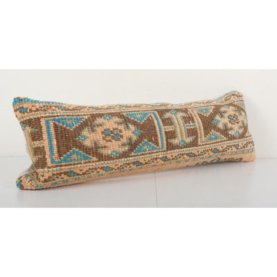 Bohemian Hippie Bedding Rug Pillow Cover, Turkish Lumbar Pillow with Mid Century