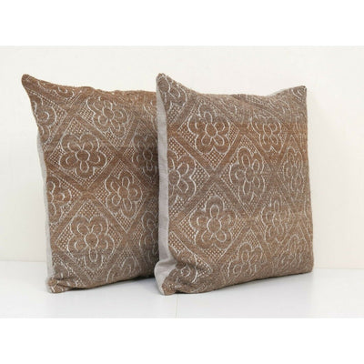 20" x 22" Set Vintage Geometric Organic Kilim Pillow