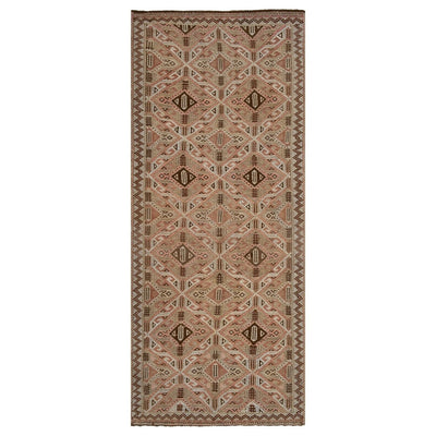 Turkish Jajim Runner Hand Woven Wool Nomad Runner 4'7" X 10'6"