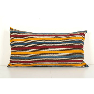 Queen Boho Woven Bedding Kilim Pillow Cover, Oversize Striped Turkish Cushion