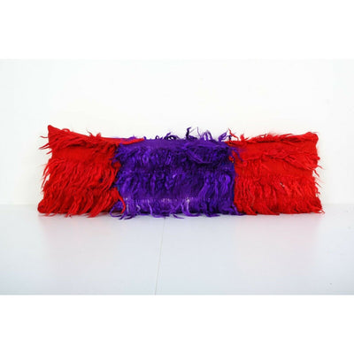 Organic Wool Extra Long Turkish Shaggy Pillow, Tulu Cushion Cover 13" x 40"