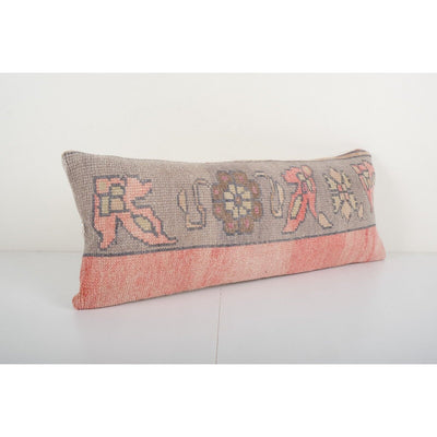 Bohemian Wool Faded Color Rug Pillow Cover, Turkish Taupe Lumbar Pillow