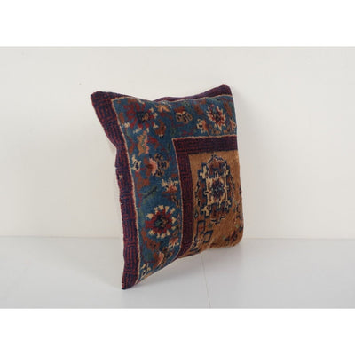 Blue Oushak Rug Pillow, Vintage Carpet Pillow