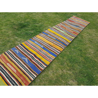 1970s Vintage Turkish Kilim Striped Runner - Stair Carpet 2'5'' x 2'4''