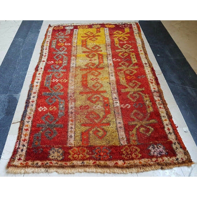 Handmade Antique Collectible Anatolian Turkish Yastik Rug 1.8x3.1 ft. (56x95 cm)