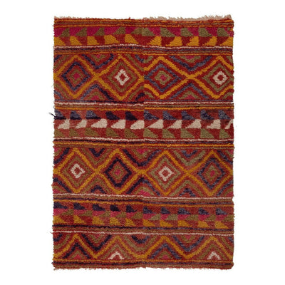 Checkered Midcentury Tulu Rug in Soft Colors 3'10" X 5'4"