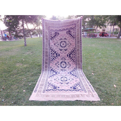 Handwoven Wool Soft Color Turkish Rug, Vintage Large Foyer Size Rugs 5'4" X 11'3