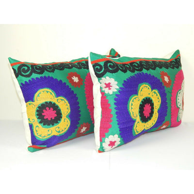 Vintage Cotton Hand Embroidered Suzani Textile Pillow Cover 16" x 24"