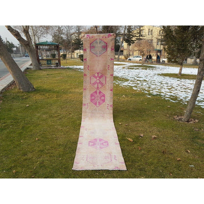 Primitive Vintage Kurdish Handwoven Low Pile Herki Runner Rug  2'5'' x 13'1''