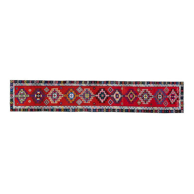 Vintage Colorful Kurdish Herki Runner Rug - Hallway Carpet 2'5" X 12'1"