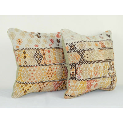 Set of Two Turkish Kilim Pillow Cover 16" X 16"