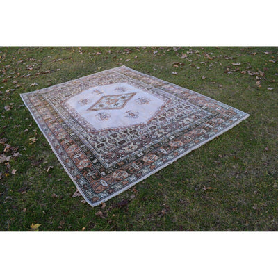 Farmhouse Kitchen Vintage Mid Century Turkish Oushak Rug 6.7 X 9.3 Ft.