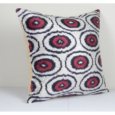 18" x 18" Handmade Decorative Ikat Velvet Pillow
