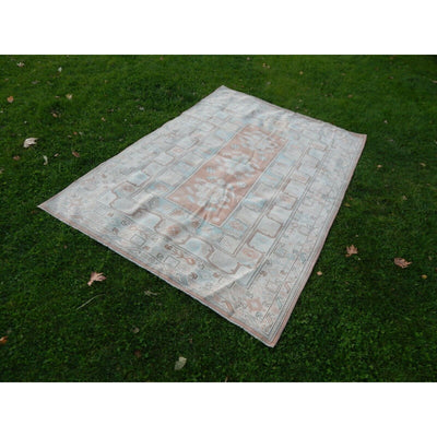 Neutral Soft Colors Large Wool Rug, Oriental Turkey Oushak Carpet 6'7" X 9'2"