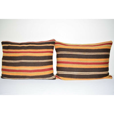 Turkish Lumbar Kilim Pillow - a Pair 18" X 24", Vintage Cushion Cover