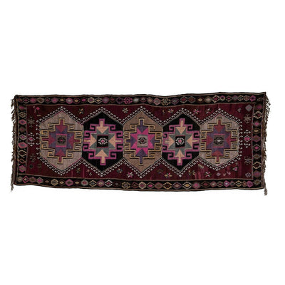 Vintage Oversize Turkish Kars Kilim Rug - Organic Hallway Kilim 5'5" X 13'11"