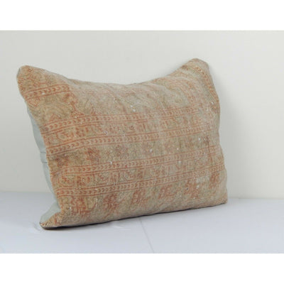 Faded Cushion Cover, Muted Turkish Rug Pillow 16" x 24"