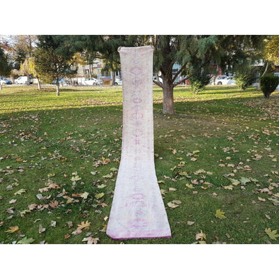 Vintage Long Kurdish Runner With Borders - Handknotted Wool Herki Carpet