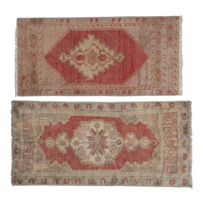 Distressed Low Pile Rug Turkish Yastik Small Rug - a Pair 1'5" X 2'11"