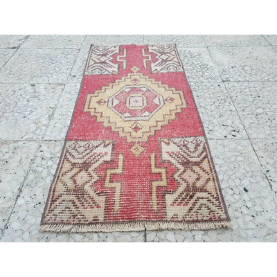 Vintage Low Pile Pastel Turkish Small Oushak Ushak Mat RUG 16'' X 34'' Carpet