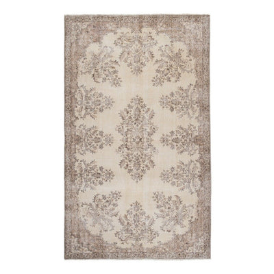 Vintage Handmade Medallion Floral Area Rug Oushak Beige Living Room  5.7 x 9.4