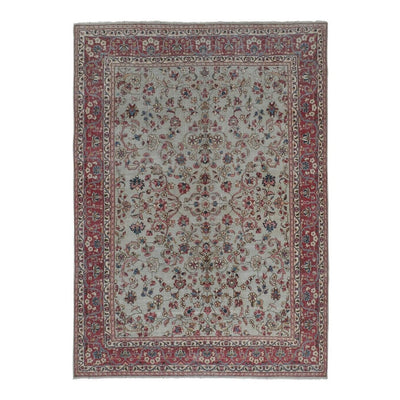 Vintage Oversize Turkish Wool Floral Rug with Rich Border 6'11'' x 9'7''