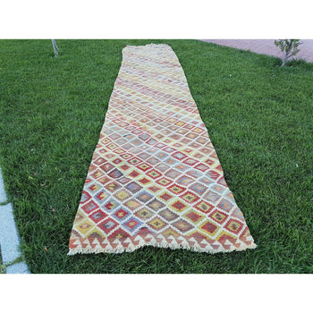 16 foot Extra Long Handmade Wool Multi Color Staircase Turkish Kilim Rug Runner