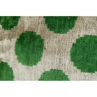 Polka Dot Green Silk Ikat Velvet Pillow - Decorative Uzbek Handloom Cover