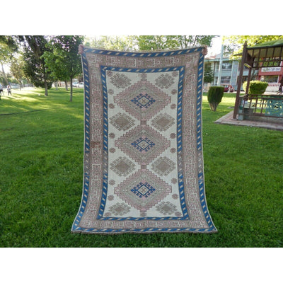 Vintage Turkish Kars Wool Area Rug 4'5'' x 6'8''