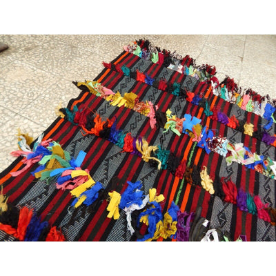 9.5x6.0 ft  Vintage Angora Wool Boucheroite Shaggy Tulu Kilim Rug 290CMx182CM