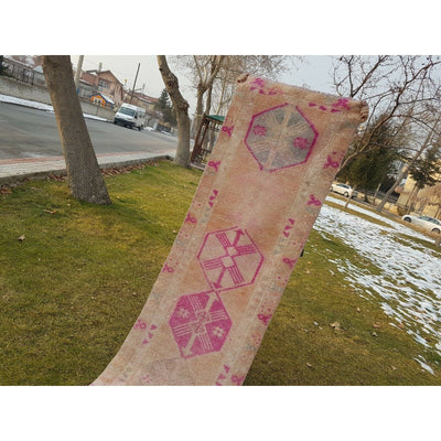 Primitive Vintage Kurdish Handwoven Low Pile Herki Runner Rug  2'5'' x 13'1''